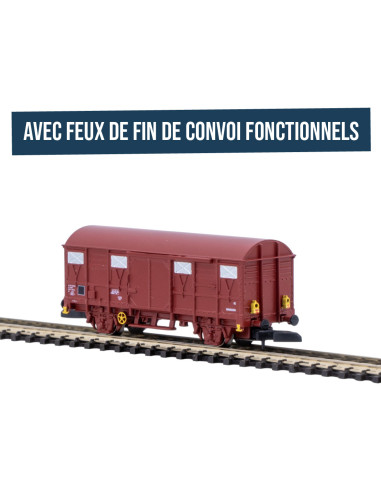 SNCF G4 boxcar with functional tail lights (aluminum flaps)