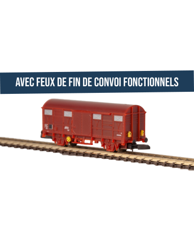 SNCF G4 boxcar with functional tail lights (aluminum flaps)