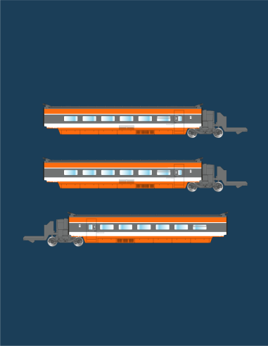 TGV Sud-Est - coffret 3 voitures supplémentaires - orange