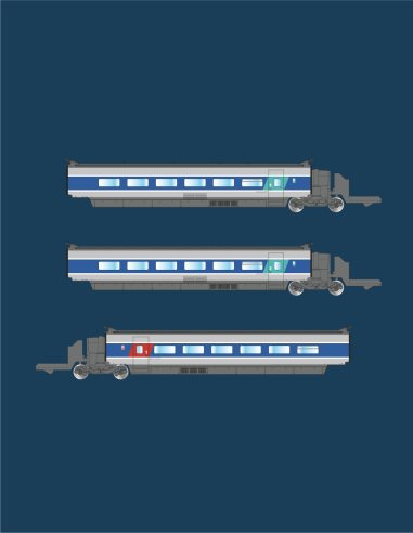 TGV Sud-Est – 3 intermediate coaches set - Atlantic